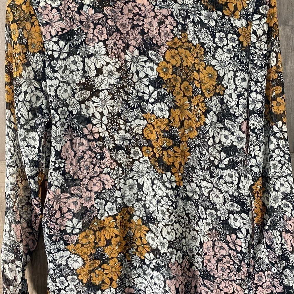 H&m Floral Button Sheer Long Sleeve Blouse Women’s Size 12 - Picture 12 of 15